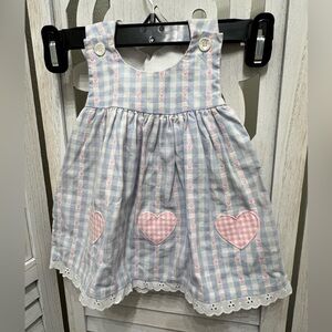 Vintage Good Lad of Philadelphia Pink & Blue Gingham Heart Toddler Dress